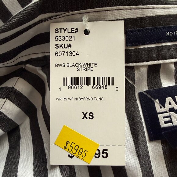 Lands' End black and white striped long sleeve button down boyfriend tunic XS - Picture 8 of 10